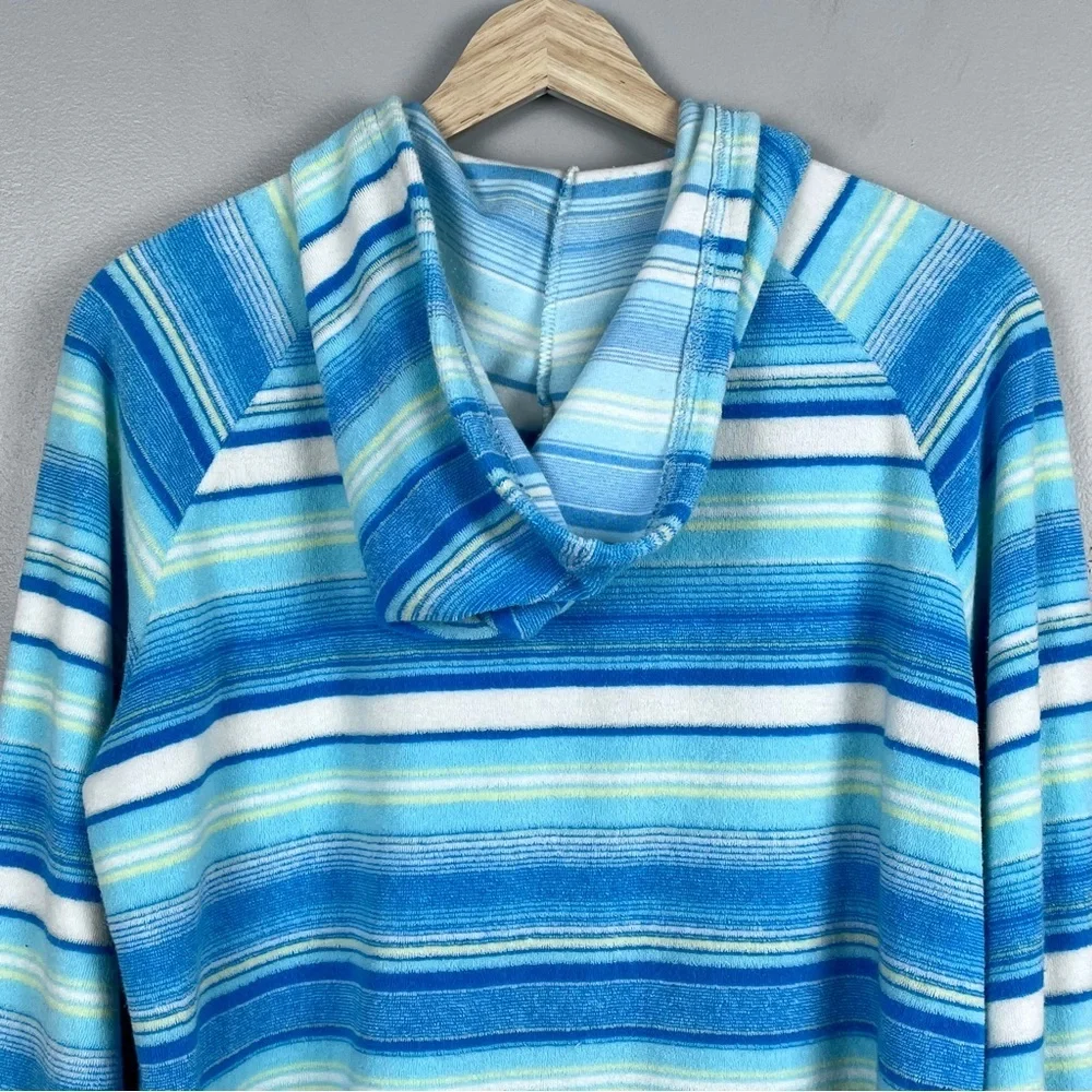 Nike Youth Girls Striped Soft Terry Cloth Full-Zip Jacket Size L; Beach, Casual